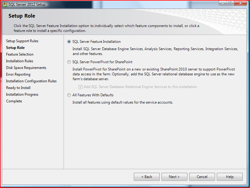 Figure 5 – Let’s just select SQL server feature installation