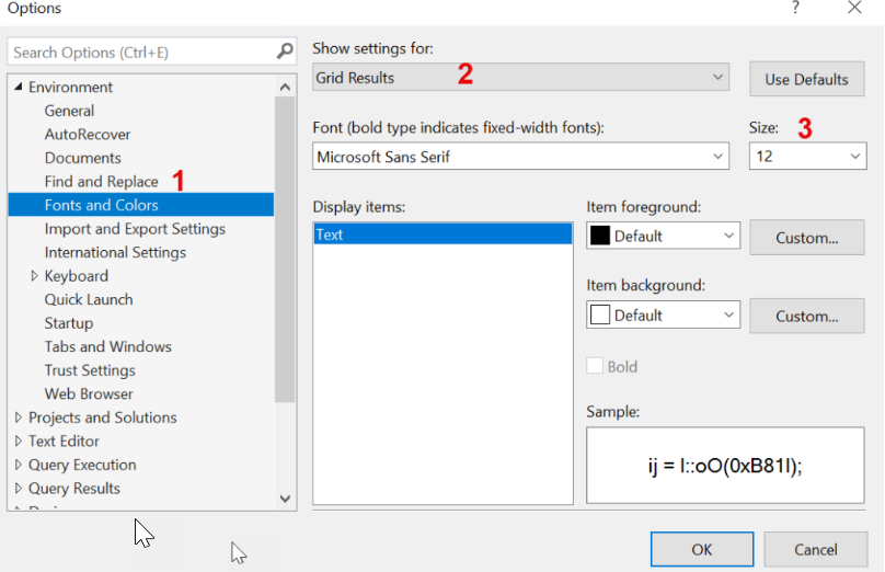 Tip of the day :-) How to change the font size in your result grid in SSMS